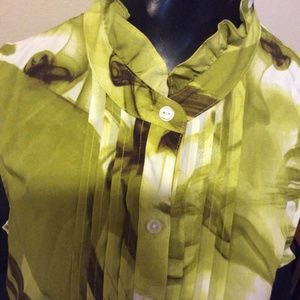 THE LIMITED LIME GREEN PLEATED BLOUSE SIZE LARGE